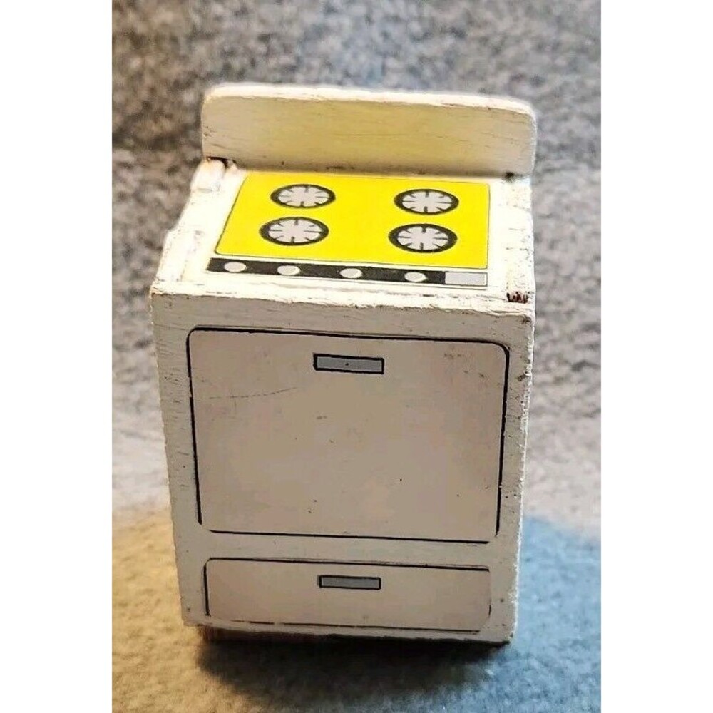 A24 Particle Board Vintage Dollhouse Doll House Stove Oven White